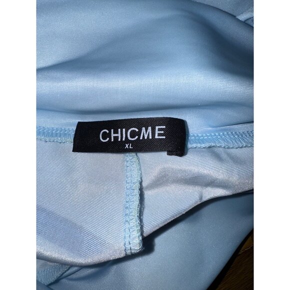 Light Blue ChicMe XL Leggings Faux Jean Denim Sexy Stretch Pants‎ Tight Club - Picture 5 of 7